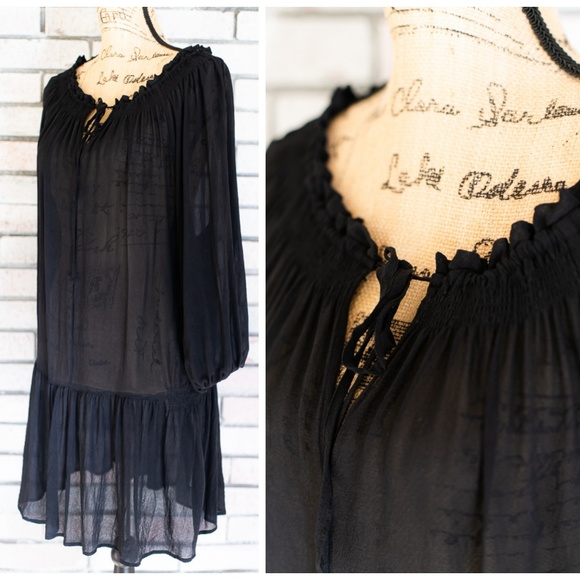Joie Silk Black Blouson Dress With A Slip - Picture 5 of 6